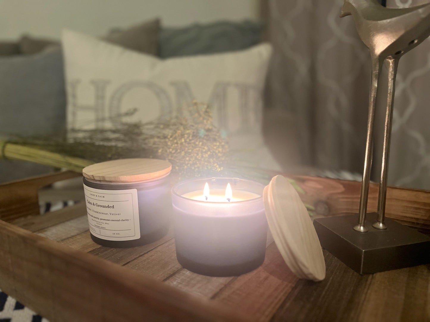 Calm and Grounded Aromatherapy Candle - Lavender, Frankincense & Vetiver Blend