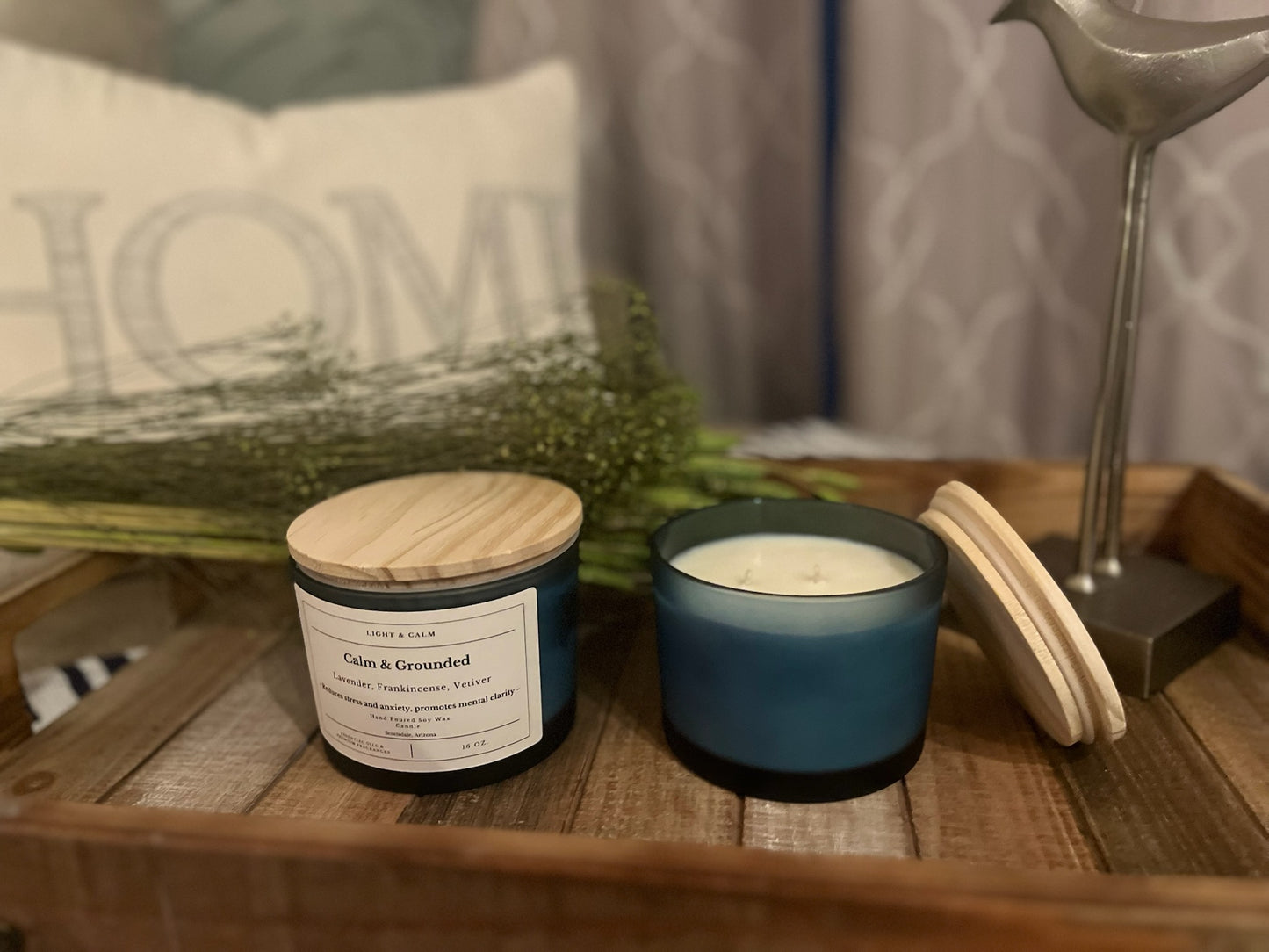 Calm and Grounded Aromatherapy Candle - Lavender, Frankincense & Vetiver Blend