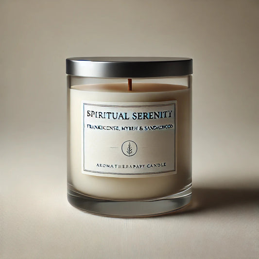 Spiritual Serenity Aromatherapy Candle - Frankincense, Myrrh & Sandalwood Blend