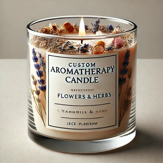 Custom Aromatherapy Candle with Flowers & Herbs