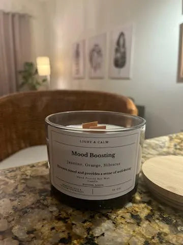 Mood Boosting Aromatherapy Candle - Jasmine, Orange, & Hibiscus Blend