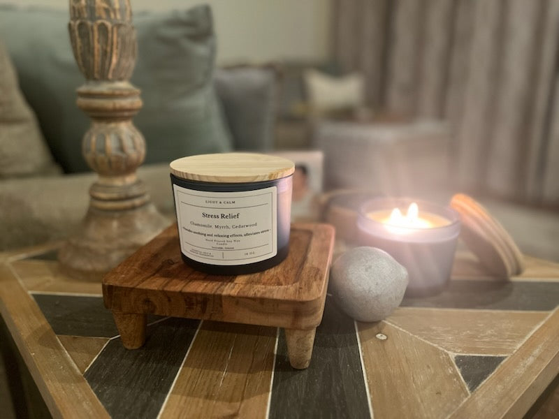 Stress Relief Aromatherapy Candle - Eucalyptus, Peppermint & Lemon Blend