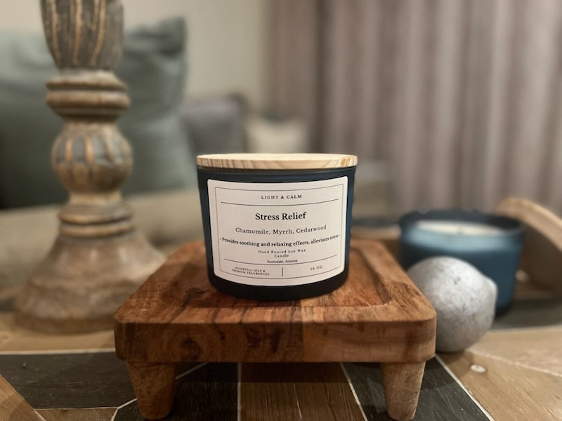 Stress Relief Aromatherapy Candle - Eucalyptus, Peppermint & Lemon Blend