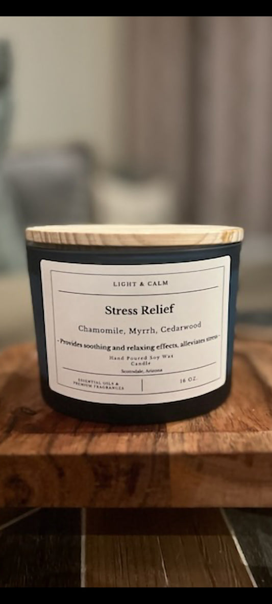 Stress Relief Aromatherapy Candle - Eucalyptus, Peppermint & Lemon Blend