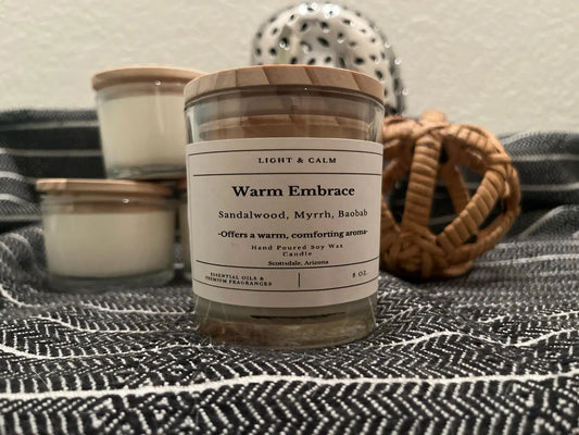 Warm Embrace Aromatherapy Candle - Sandalwood, Frankincense & Myrrh Blend